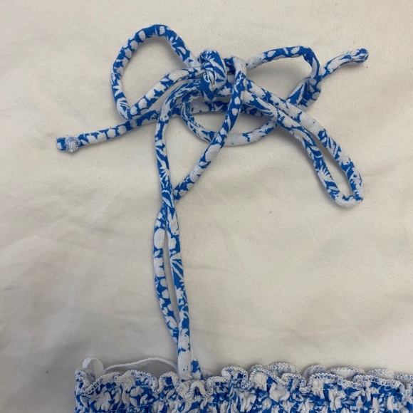 Cute little blue and white halter/tube top - Picture 2 of 4